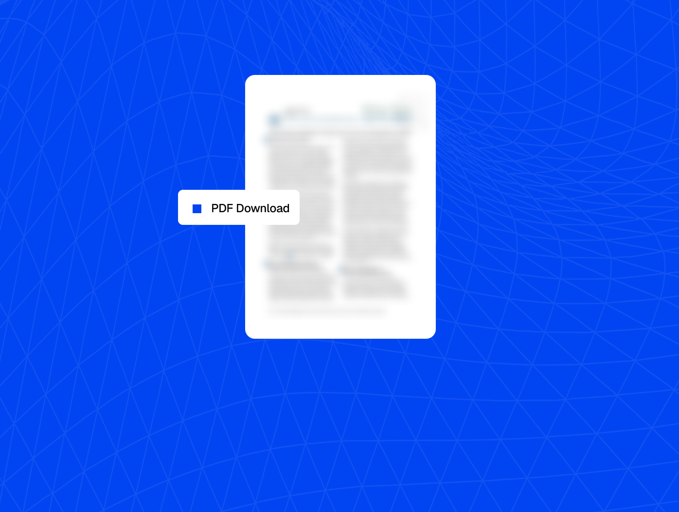 Blurred white document icon on blue background with label PDF Download.