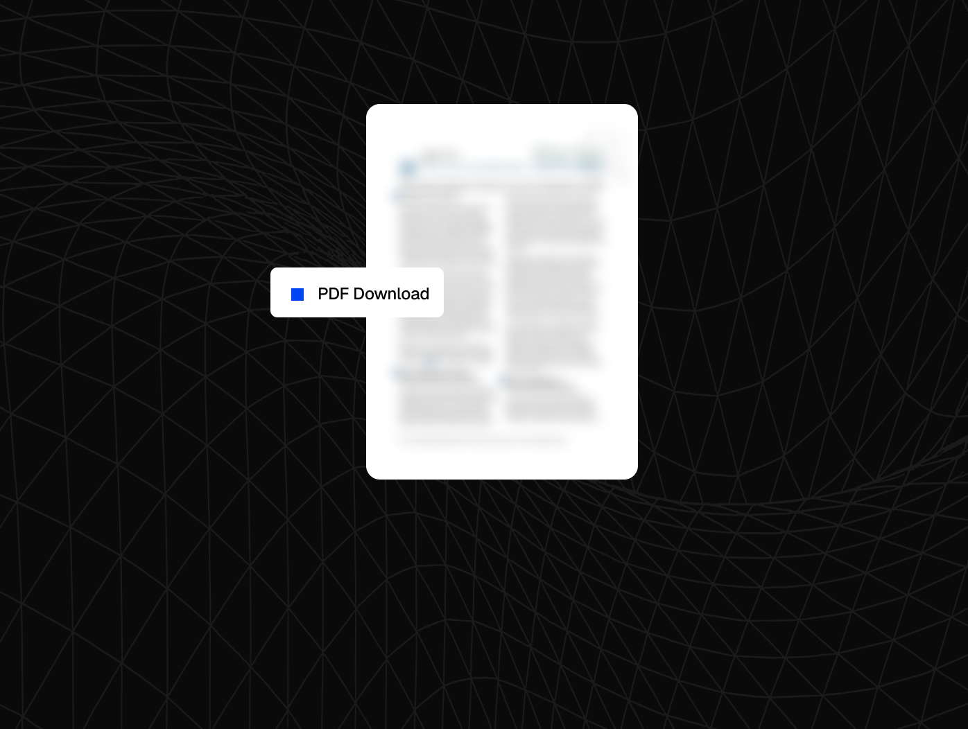 Icon representing a downloadable PDF document with text labeled PDF Download on a dark geometric background.